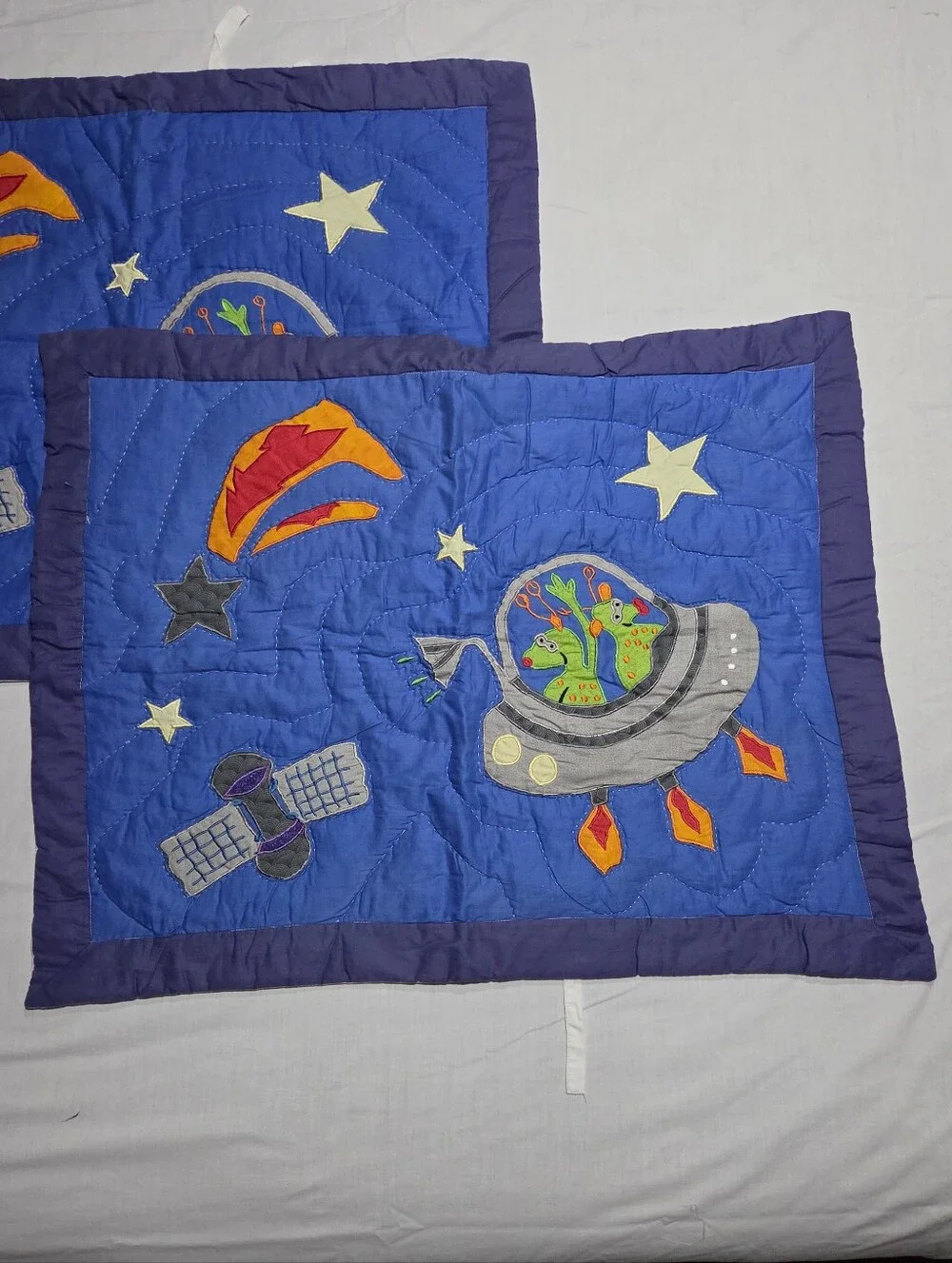Laura Ashley Space Alien Applique Quilted Pillow Shams